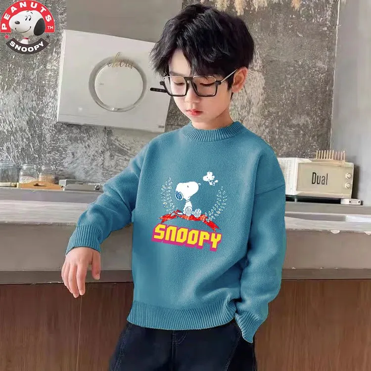 史努比男女童毛衣2023新款中大童儿童春秋薄款针织套头童装针织衫