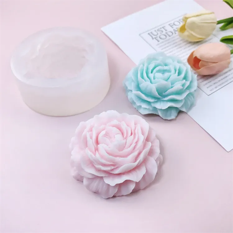 牡丹花造型硅胶模具DIY蜡烛摆件模滴胶树脂模具 蛋糕装饰烘焙工具