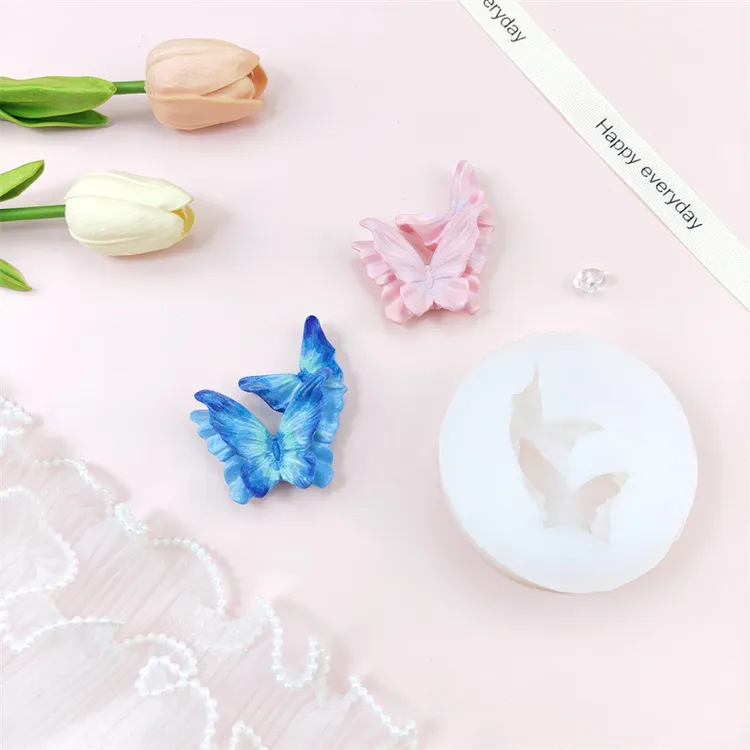 ins蝴蝶硅胶模具手工香薰石膏滴胶模 巧克力翻糖蛋糕装饰烘焙磨具