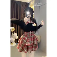 【小熊日记】7606微胖mm秋冬纯欲针织衫圣诞节上衣打底衫高腰短裙