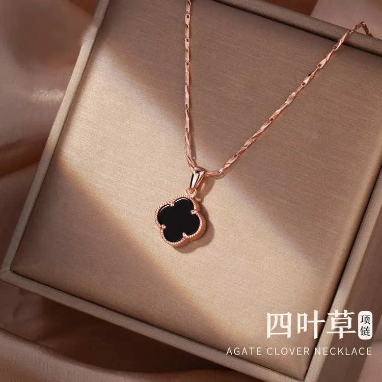 吊坠足银 999足银项链女四叶草锁骨高级感吊坠小众轻奢饰品首饰