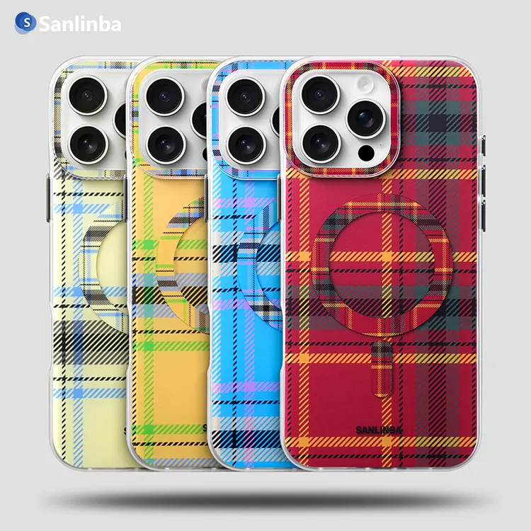 Sanlinba苏格兰格纹磁吸手机壳适用苹果iPhone16ProMax原创高级感