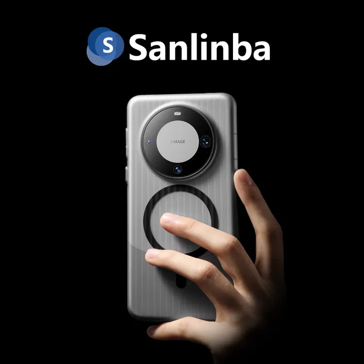 Sanlinba肤感条纹磨砂透明磁吸手机壳适用华为Pura80Ultra/Mate70
