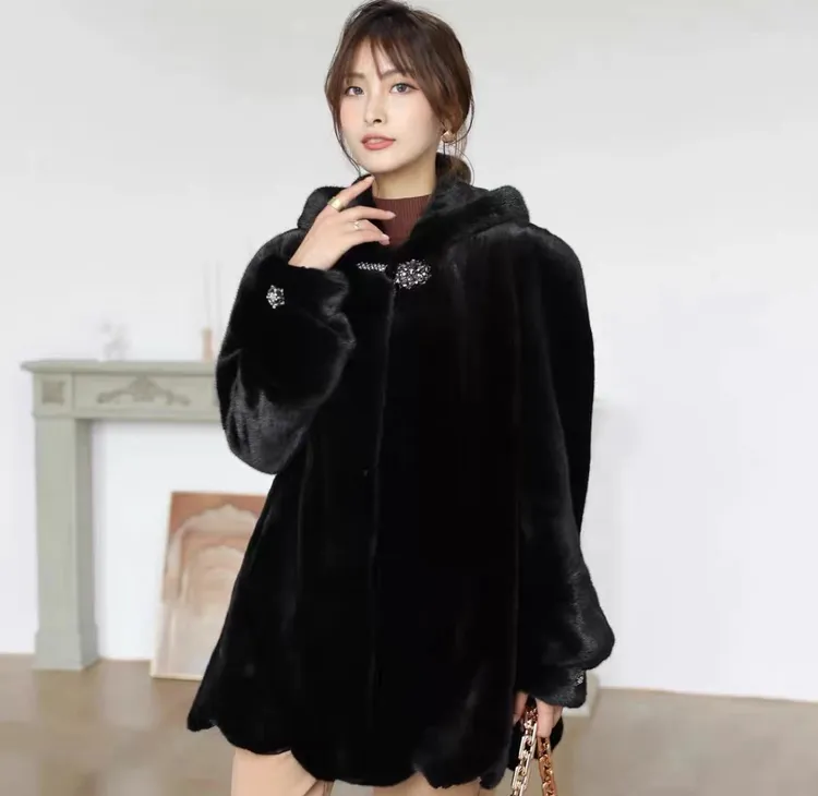1566富贵龙至尊宝嘉美高端貂皮水貂女士时尚貂皮大衣花边十二浪