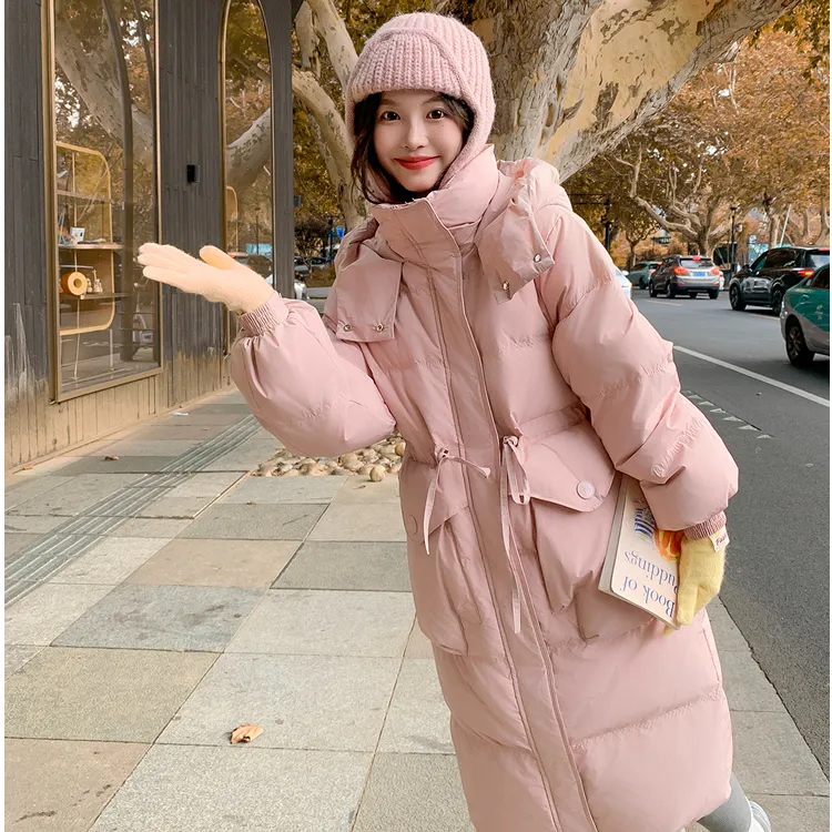 2024连帽中长款真正90白鸭绒羽绒服白色粉色加厚厚款嫩黄色嫩黄色