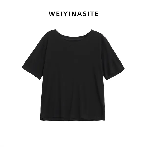 2023唯依纳斯特黑色显瘦百搭单T恤女装-0001#