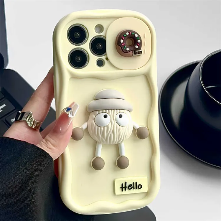 网红推拉窗咖啡煤球适用苹果16promax手机壳iphone15可爱14小众12