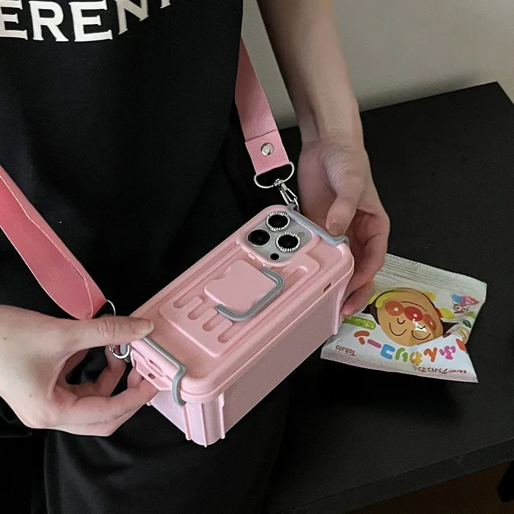 斜跨收纳箱手机壳iPhone13苹果15手机壳14Plus斜挎包11女12promax