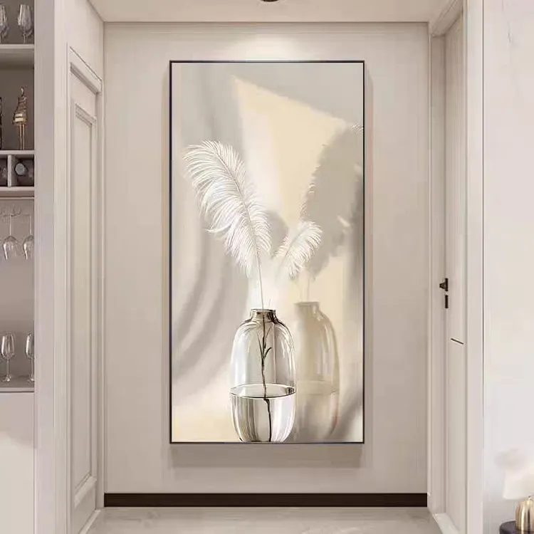北欧装饰画简约风正对门客厅走廊过道晶瓷挂画现代灯光画壁画
