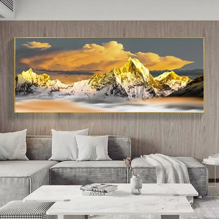 现代简约客厅装饰画高端大气沙发背景墙挂画书房办公室横版晶瓷画