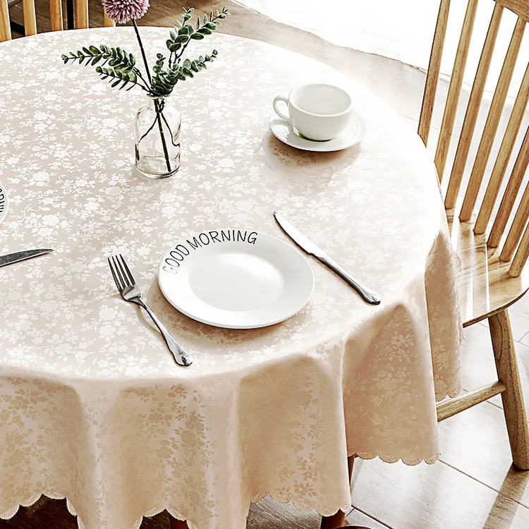 饭桌桌布防水防油酒店耐高温豪华防烫桌子圆桌布大圆桌桌面餐桌布