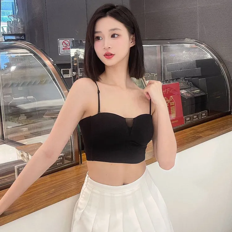 DA ER HUAN/大耳环2024冰丝性感美背裹胸固定乳胶杯防走光抹胸