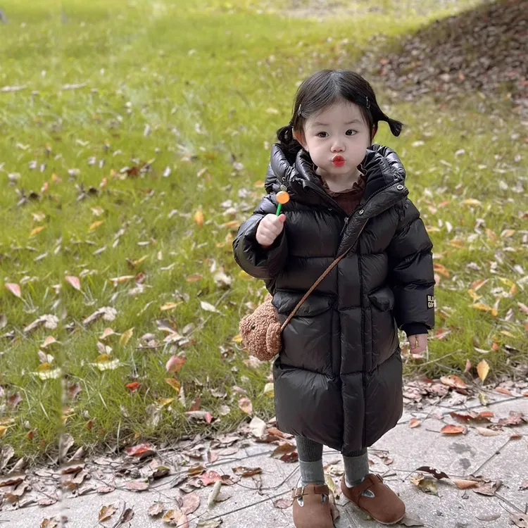 儿童白鸭绒羽绒服2024冬季新款女童中长款羽绒服宝宝加厚保暖外套