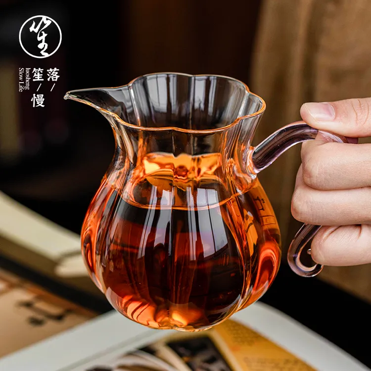落笙玻璃公道杯高档大号带侧把分茶器日式加厚单个泡茶茶海茶具器
