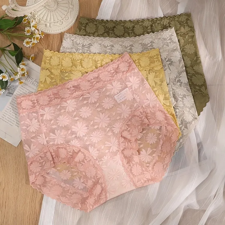 蕾丝高腰内裤女士女生性感无痕提臀舒适大码高级感短裤网红爆款