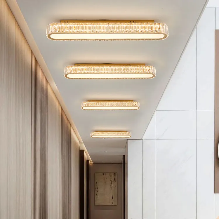 现代轻奢走道灯简约大气走廊阳台入户玄关长条水晶吸顶灯2025新款