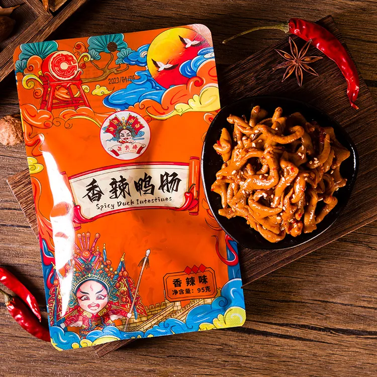 香辣鸭肠新鲜卤制开袋即食鲜嫩脆爽休闲解馋零食95g宿舍囤货追剧