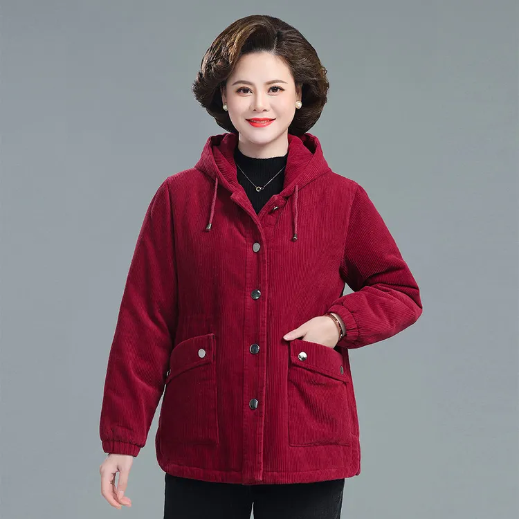 2216奶奶棉衣女加厚纯棉大码冬装老人衣服中老年妈妈装灯芯绒棉袄