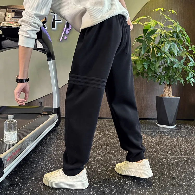 男士卫裤春秋款潮牌条纹宽松运动九分男装2025新款爆款休闲长裤子