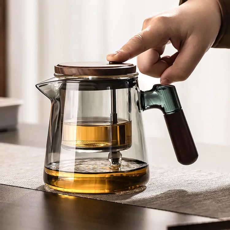 飘逸杯泡茶壶一键茶水分离办公室家用泡茶神器飘逸玻璃茶壶茶具器商品图