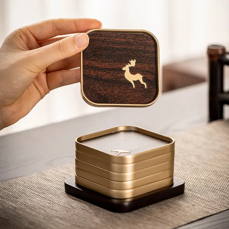 黑檀实木茶垫杯垫茶杯垫茶道功夫茶杯托茶托创意茶具配件木质隔热