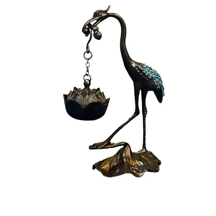 天然无粘盘香2罐+品质仙鹤香炉+老山桂花香10克线香家用中式熏香