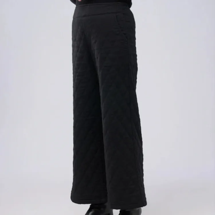 <夹棉直筒裤2>双面绗绣半松紧腰冬季休闲时尚保暖直筒裤2348