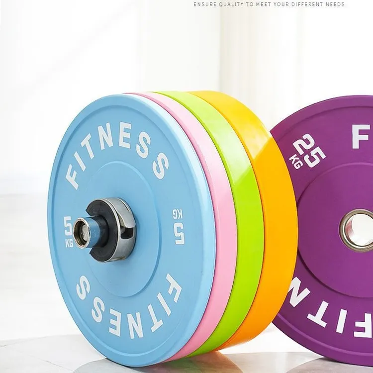 竞技杠铃片马卡龙色足重商用家用健身练臂力杠铃片哑铃片臀推杠铃