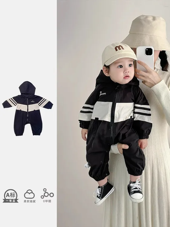 婴儿衣服冲锋衣春款连体衣早初秋季款装超萌洋气外出韩系哈衣