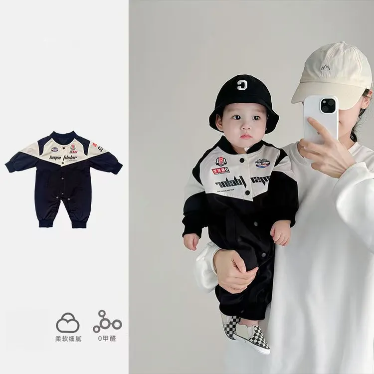 婴儿宝宝衣服春秋连体衣新生儿洋气春季秋季爬服长袖外出服哈衣潮
