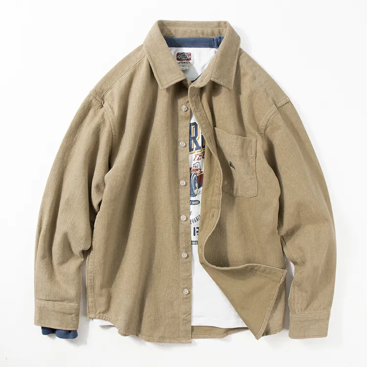 外套男2023年春秋厚实宽松休闲夹克日系复古工装潮牌长袖衬衫外穿