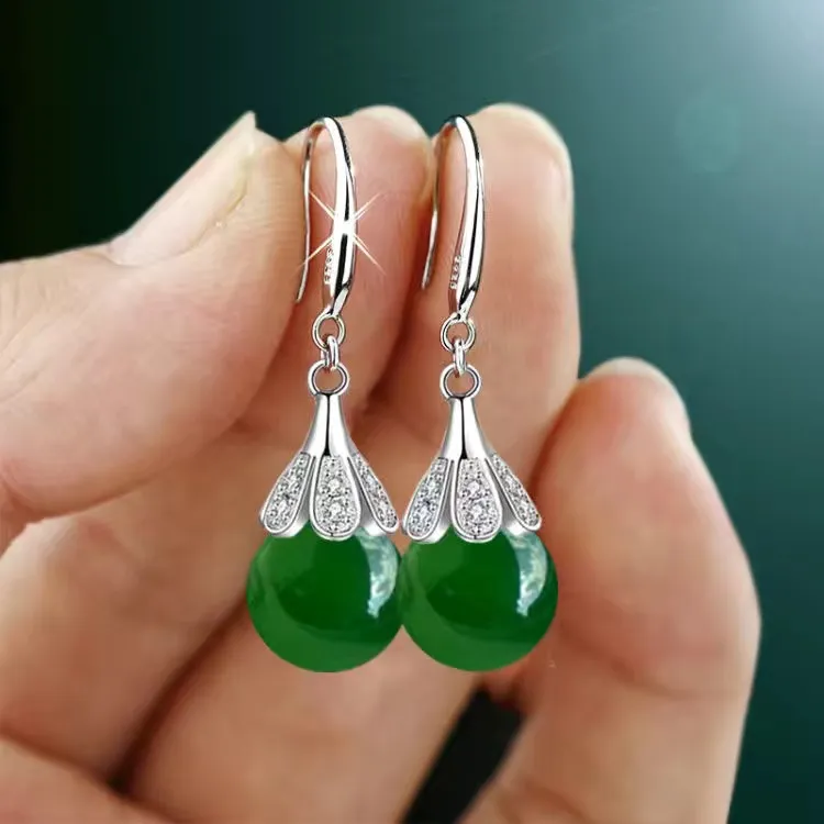 S925纯银玛瑙轻奢耳环女气质时尚耳坠高级感百搭显瘦防过敏耳饰