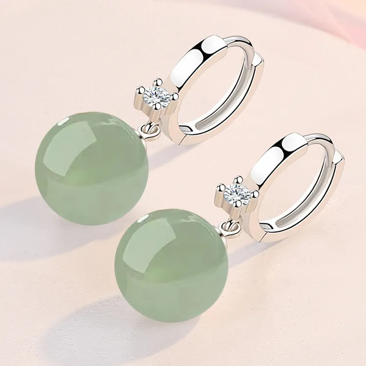 专柜正品925纯银东陵玉耳环女2025年新款爆款复古耳坠时尚耳饰品