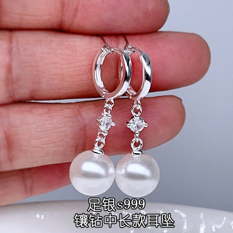 足银耳饰 正品足银s999纯银耳环耳扣气质百搭时尚耳坠不过敏耳饰