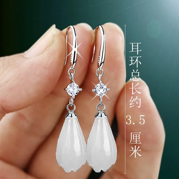 925银耳饰 古风s925纯银耳环女气质玉兰花防过敏耳坠仙气耳饰旗袍