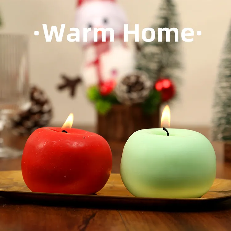 圣诞蜡烛批发跨境绿苹果香薰伴手礼生日礼物仿真造型固体香氛蜡烛