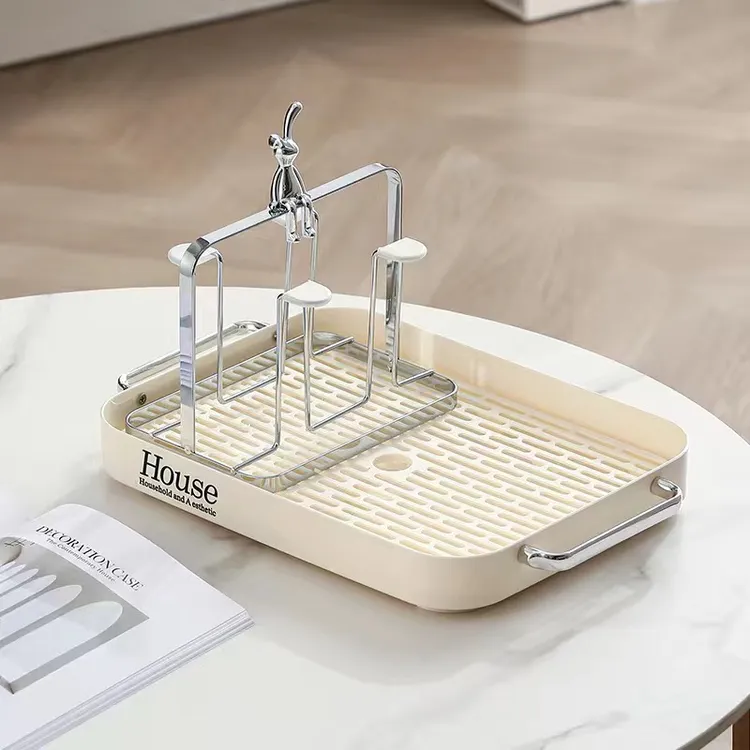 高颜值水杯杯架家用置物架玻璃杯收纳架倒挂茶杯沥水架带托盘