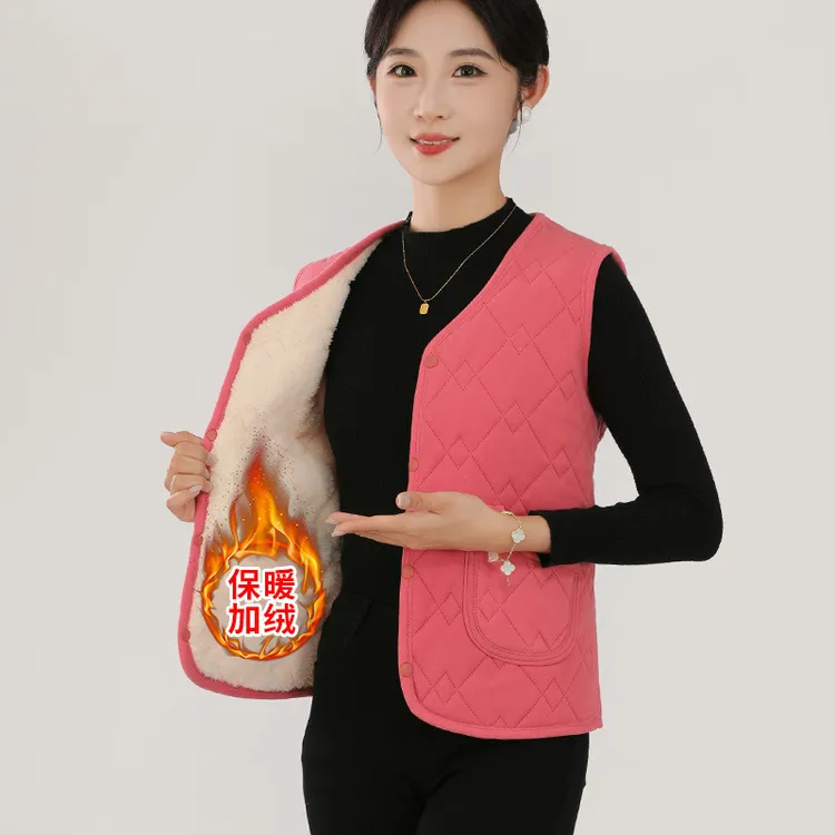 高档棉马甲女士加绒加厚小香风马夹洋气显瘦无袖坎肩外穿加绒背心