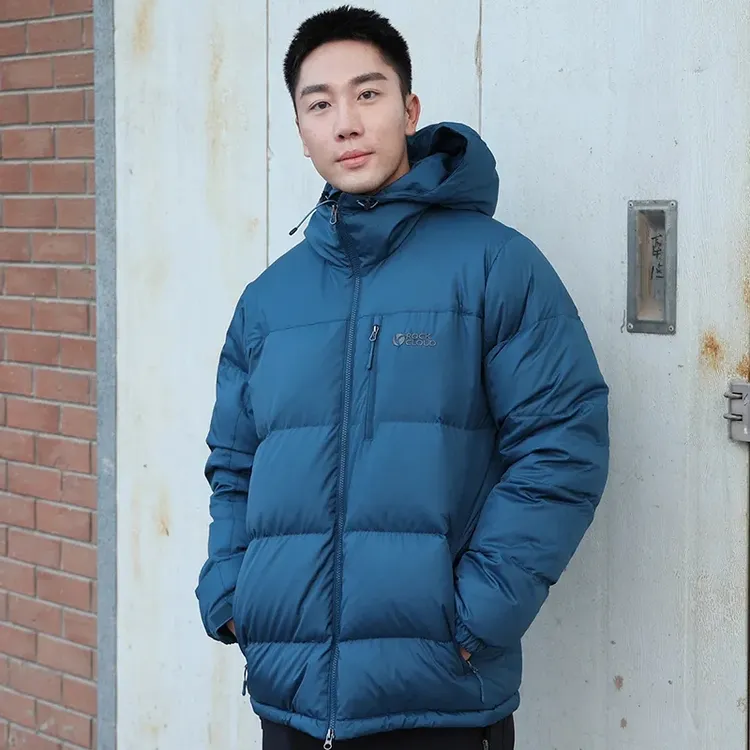 RockCloud/岩云主播专享秋冬男款防钻绒连帽保暖灰鸭绒面包羽绒服
