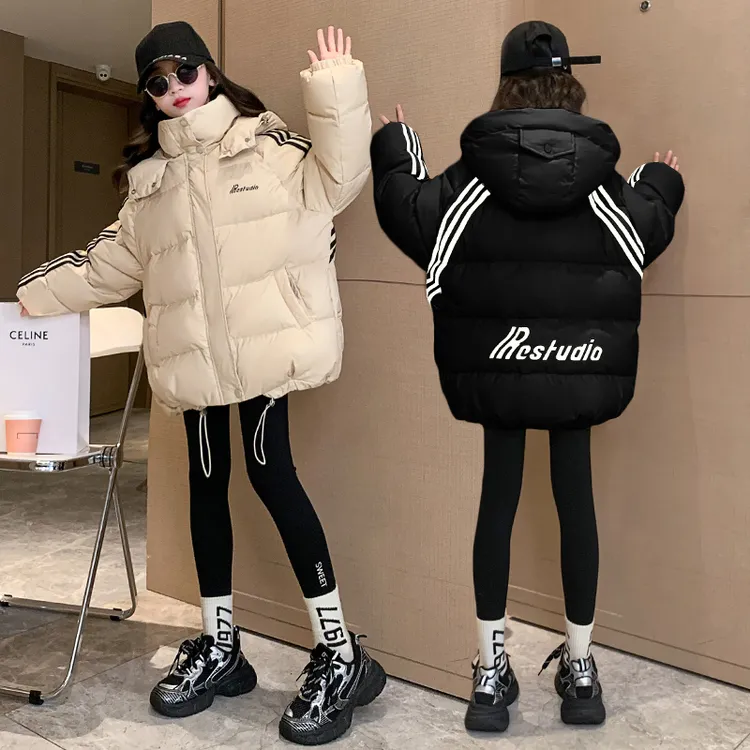 女童棉服冬装洋气2025新款中大儿童6-12岁15岁冬季加厚中长款外套