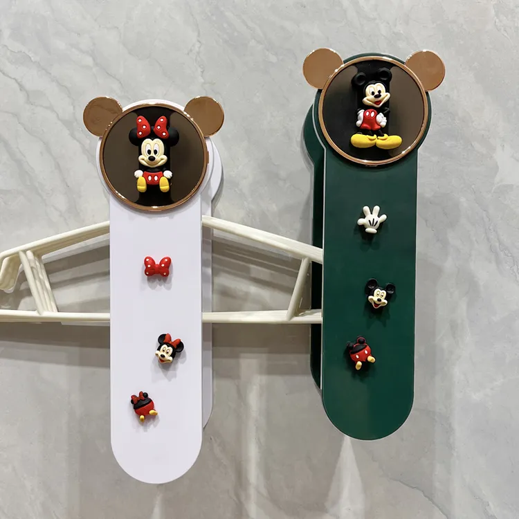 衣架收纳神器免打孔可爱卡通阳台整理多功能家用伸缩壁挂存放衣架