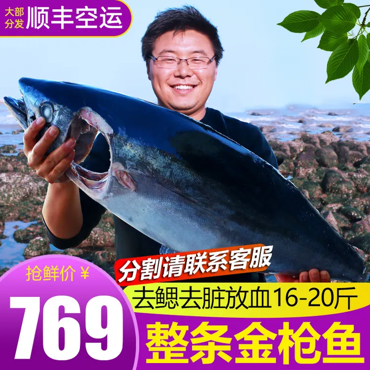 新鲜冷冻整条金枪鱼16斤南方蓝旗刺身海鲜吞拿鱼黄旗大目日料