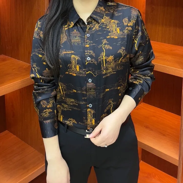 LIAOBOOS早春新款轻奢男士桑蚕丝衬衫网红长袖国风休闲男装99883）