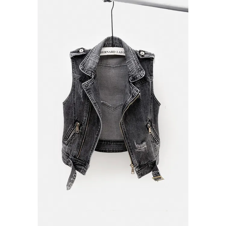 牛仔马甲女秋款黑色显瘦外套开衫上衣韩版修身时尚短款洋气外穿