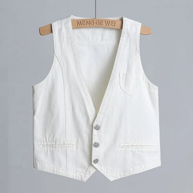 白色牛仔马甲女春秋季显瘦百搭休闲洋气潮流行时尚背心女外穿上衣