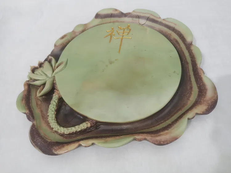 茶盘纯手工家用圆形精美回流瓷双耳陶瓷果盘托盘紫袍玉茶盘圆盘