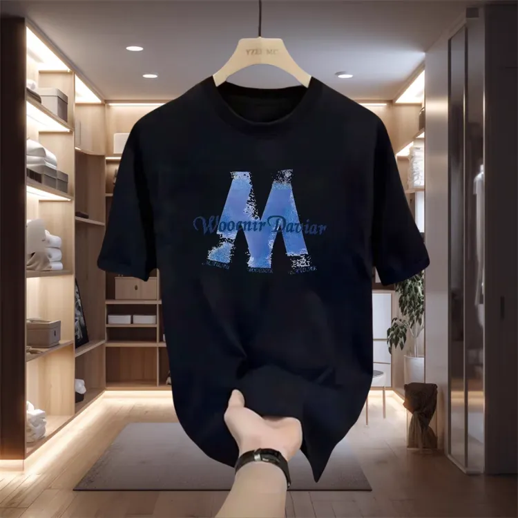 2024夏季新款轻奢印花T恤美式休闲百搭潮流圆领情侣短袖