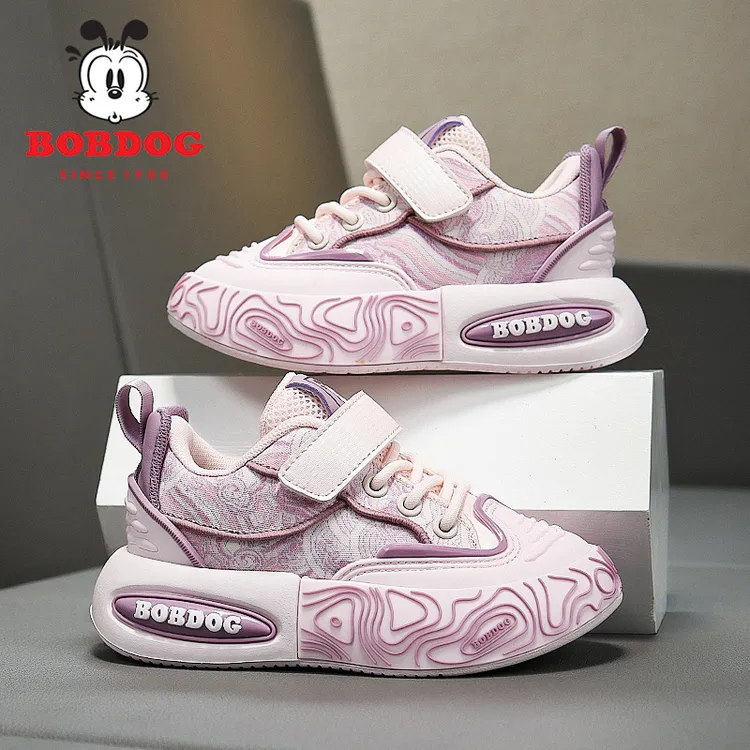 巴布豆女童运动鞋加绒二棉皮面2025秋冬新款时尚轻便软底儿童鞋子