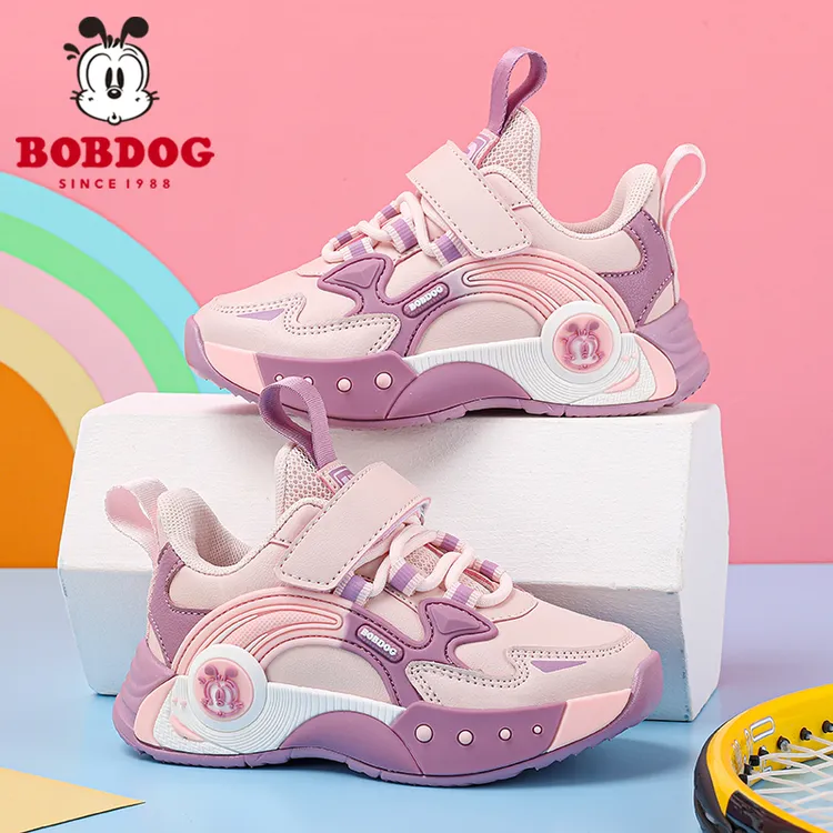 巴布豆女童运动鞋皮面加绒二棉2025春秋新款公主轻便防滑儿童鞋子