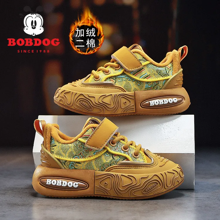 巴布豆女童运动鞋加绒保暖二棉鞋2025秋冬新款软底轻便韩版儿童鞋